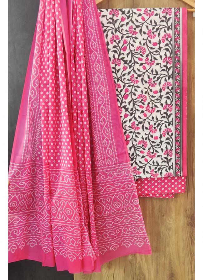 Cotton Pink Casual Wear Printed Salwar Suit